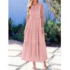 imageBTFBM Summer Dresses for Women 2026 Sleeveless Boho V Neck A Line Flowy Spring Casual Maxi Dress Beach Vacation PocketsPink