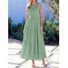 imageBTFBM Summer Dresses for Women 2026 Sleeveless Boho V Neck A Line Flowy Spring Casual Maxi Dress Beach Vacation PocketsSage Green
