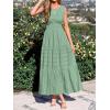 imageBTFBM Summer Dresses for Women 2026 Sleeveless Boho V Neck A Line Flowy Spring Casual Maxi Dress Beach Vacation PocketsSage Green
