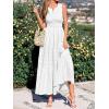 imageBTFBM Summer Dresses for Women 2026 Sleeveless Boho V Neck A Line Flowy Spring Casual Maxi Dress Beach Vacation PocketsWhite
