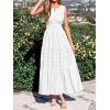 imageBTFBM Summer Dresses for Women 2026 Sleeveless Boho V Neck A Line Flowy Spring Casual Maxi Dress Beach Vacation PocketsWhite