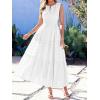 imageBTFBM Summer Dresses for Women 2026 Sleeveless Boho V Neck A Line Flowy Spring Casual Maxi Dress Beach Vacation PocketsWhite