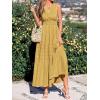 imageBTFBM Summer Dresses for Women 2026 Sleeveless Boho V Neck A Line Flowy Spring Casual Maxi Dress Beach Vacation PocketsYellow