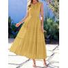 imageBTFBM Summer Dresses for Women 2026 Sleeveless Boho V Neck A Line Flowy Spring Casual Maxi Dress Beach Vacation PocketsYellow