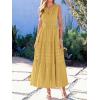 imageBTFBM Summer Dresses for Women 2026 Sleeveless Boho V Neck A Line Flowy Spring Casual Maxi Dress Beach Vacation PocketsYellow