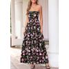 imageBTFBM Summer Maxi Dresses for Women 2026 Strapless Tube Top Floral Spring Wedding Guest Dress Beach Vacation OutfitsBlack Pink Flower