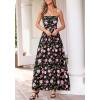 imageBTFBM Summer Maxi Dresses for Women 2026 Strapless Tube Top Floral Spring Wedding Guest Dress Beach Vacation OutfitsBlack Pink Flower