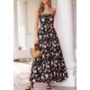 imageBTFBM Summer Maxi Dresses for Women 2026 Strapless Tube Top Floral Spring Wedding Guest Dress Beach Vacation OutfitsBlack Pink Flower