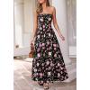 imageBTFBM Summer Maxi Dresses for Women 2026 Strapless Tube Top Floral Spring Wedding Guest Dress Beach Vacation OutfitsBlack Pink Flower