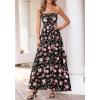 imageBTFBM Summer Maxi Dresses for Women 2026 Strapless Tube Top Floral Spring Wedding Guest Dress Beach Vacation OutfitsBlack Pink Flower
