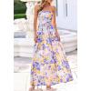imageBTFBM Summer Maxi Dresses for Women 2026 Strapless Tube Top Floral Spring Wedding Guest Dress Beach Vacation OutfitsLight Purple Flower