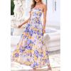 imageBTFBM Summer Maxi Dresses for Women 2026 Strapless Tube Top Floral Spring Wedding Guest Dress Beach Vacation OutfitsLight Purple Flower