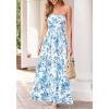 imageBTFBM Summer Maxi Dresses for Women 2026 Strapless Tube Top Floral Spring Wedding Guest Dress Beach Vacation OutfitsWhite Blue Flower