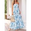 imageBTFBM Summer Maxi Dresses for Women 2026 Strapless Tube Top Floral Spring Wedding Guest Dress Beach Vacation OutfitsWhite Blue Flower