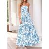 imageBTFBM Summer Maxi Dresses for Women 2026 Strapless Tube Top Floral Spring Wedding Guest Dress Beach Vacation OutfitsWhite Blue Flower