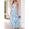 imageBTFBM Summer Maxi Dresses for Women 2026 Strapless Tube Top Floral Spring Wedding Guest Dress Beach Vacation OutfitsWhite Blue Flower