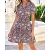 imageBTFBM Summer Mini Dresses for Women 2026 Ruffle Short Sleeve Elastic Waist Floral Beach Vacation Wedding Guest DressBrown Blue White