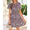 imageBTFBM Summer Mini Dresses for Women 2026 Ruffle Short Sleeve Elastic Waist Floral Beach Vacation Wedding Guest DressBrown Blue White