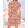 imageBTFBM Summer Mini Dresses for Women 2026 Ruffle Short Sleeve Elastic Waist Floral Beach Vacation Wedding Guest DressFloral Apricot Red