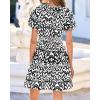 imageBTFBM Summer Mini Dresses for Women 2026 Ruffle Short Sleeve Elastic Waist Floral Beach Vacation Wedding Guest DressFloral Black