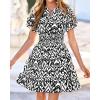 imageBTFBM Summer Mini Dresses for Women 2026 Ruffle Short Sleeve Elastic Waist Floral Beach Vacation Wedding Guest DressFloral Black