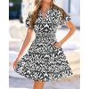 imageBTFBM Summer Mini Dresses for Women 2026 Ruffle Short Sleeve Elastic Waist Floral Beach Vacation Wedding Guest DressFloral Black