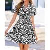 imageBTFBM Summer Mini Dresses for Women 2026 Ruffle Short Sleeve Elastic Waist Floral Beach Vacation Wedding Guest DressFloral Black