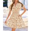 imageBTFBM Summer Mini Dresses for Women 2026 Ruffle Short Sleeve Elastic Waist Floral Beach Vacation Wedding Guest DressFloral Khaki