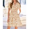 imageBTFBM Summer Mini Dresses for Women 2026 Ruffle Short Sleeve Elastic Waist Floral Beach Vacation Wedding Guest DressFloral Khaki