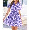 imageBTFBM Summer Mini Dresses for Women 2026 Ruffle Short Sleeve Elastic Waist Floral Beach Vacation Wedding Guest DressFloral Sky Blue