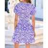 imageBTFBM Summer Mini Dresses for Women 2026 Ruffle Short Sleeve Elastic Waist Floral Beach Vacation Wedding Guest DressFloral Sky Blue