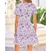 imageBTFBM Summer Mini Dresses for Women 2026 Ruffle Short Sleeve Elastic Waist Floral Beach Vacation Wedding Guest DressFloral White Purple