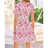 imageBTFBM Summer Mini Dresses for Women 2026 Ruffle Short Sleeve Elastic Waist Floral Beach Vacation Wedding Guest DressWhite Red Flower