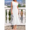 imageBTFBM Womens Summer Dresses 2026 Asymmetrical Neck Short Sleeve Pleated Knit Spring Sweater Midi Dress Business CasualWhite