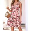imageBTFBM Womens Summer Dresses 2026 Spring Casual Sleeveless Floral Knit Flowy ALine Mini Dress Pockets Beach SundressFloral Beige Red