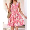 imageBTFBM Womens Summer Dresses 2026 Spring Casual Sleeveless Floral Knit Flowy ALine Mini Dress Pockets Beach SundressFloral Pink Beige