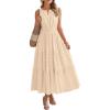 imageBTFBM Summer Dresses for Women 2026 Sleeveless Boho V Neck A Line Flowy Spring Casual Maxi Dress Beach Vacation PocketsApricot