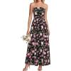 imageBTFBM Summer Maxi Dresses for Women 2026 Strapless Tube Top Floral Spring Wedding Guest Dress Beach Vacation OutfitsBlack Pink Flower