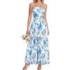imageBTFBM Summer Maxi Dresses for Women 2026 Strapless Tube Top Floral Spring Wedding Guest Dress Beach Vacation OutfitsWhite Blue Flower