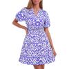 imageBTFBM Summer Mini Dresses for Women 2026 Ruffle Short Sleeve Elastic Waist Floral Beach Vacation Wedding Guest DressFloral Sky Blue