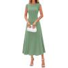 imageBTFBM Womens Summer Dresses 2026 Asymmetrical Neck Short Sleeve Pleated Knit Spring Sweater Midi Dress Business CasualSage Green