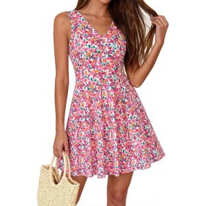 imageBTFBM Womens Summer Dresses 2026 Spring Casual Sleeveless Floral Knit Flowy ALine Mini Dress Pockets Beach SundressWhite Multi