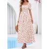 imageBTFBM Summer Maxi Dresses for Women Wedding Guest Spring Floral Boho Short Sleeve Smocked Beach Graduation Dress 2026Floral Apricot Rose Red