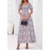 imageBTFBM Summer Maxi Dresses for Women Wedding Guest Spring Floral Boho Short Sleeve Smocked Beach Graduation Dress 2026Floral Beige Multi