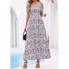 imageBTFBM Summer Maxi Dresses for Women Wedding Guest Spring Floral Boho Short Sleeve Smocked Beach Graduation Dress 2026Floral Beige Multi