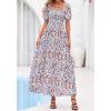 imageBTFBM Summer Maxi Dresses for Women Wedding Guest Spring Floral Boho Short Sleeve Smocked Beach Graduation Dress 2026Floral Beige Multi