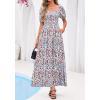 imageBTFBM Summer Maxi Dresses for Women Wedding Guest Spring Floral Boho Short Sleeve Smocked Beach Graduation Dress 2026Floral Beige Multi