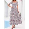imageBTFBM Summer Maxi Dresses for Women Wedding Guest Spring Floral Boho Short Sleeve Smocked Beach Graduation Dress 2026Floral Beige Multi