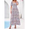 imageBTFBM Summer Maxi Dresses for Women Wedding Guest Spring Floral Boho Short Sleeve Smocked Beach Graduation Dress 2026Floral Beige Multi