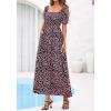 imageBTFBM Summer Maxi Dresses for Women Wedding Guest Spring Floral Boho Short Sleeve Smocked Beach Graduation Dress 2026Floral Black Pink